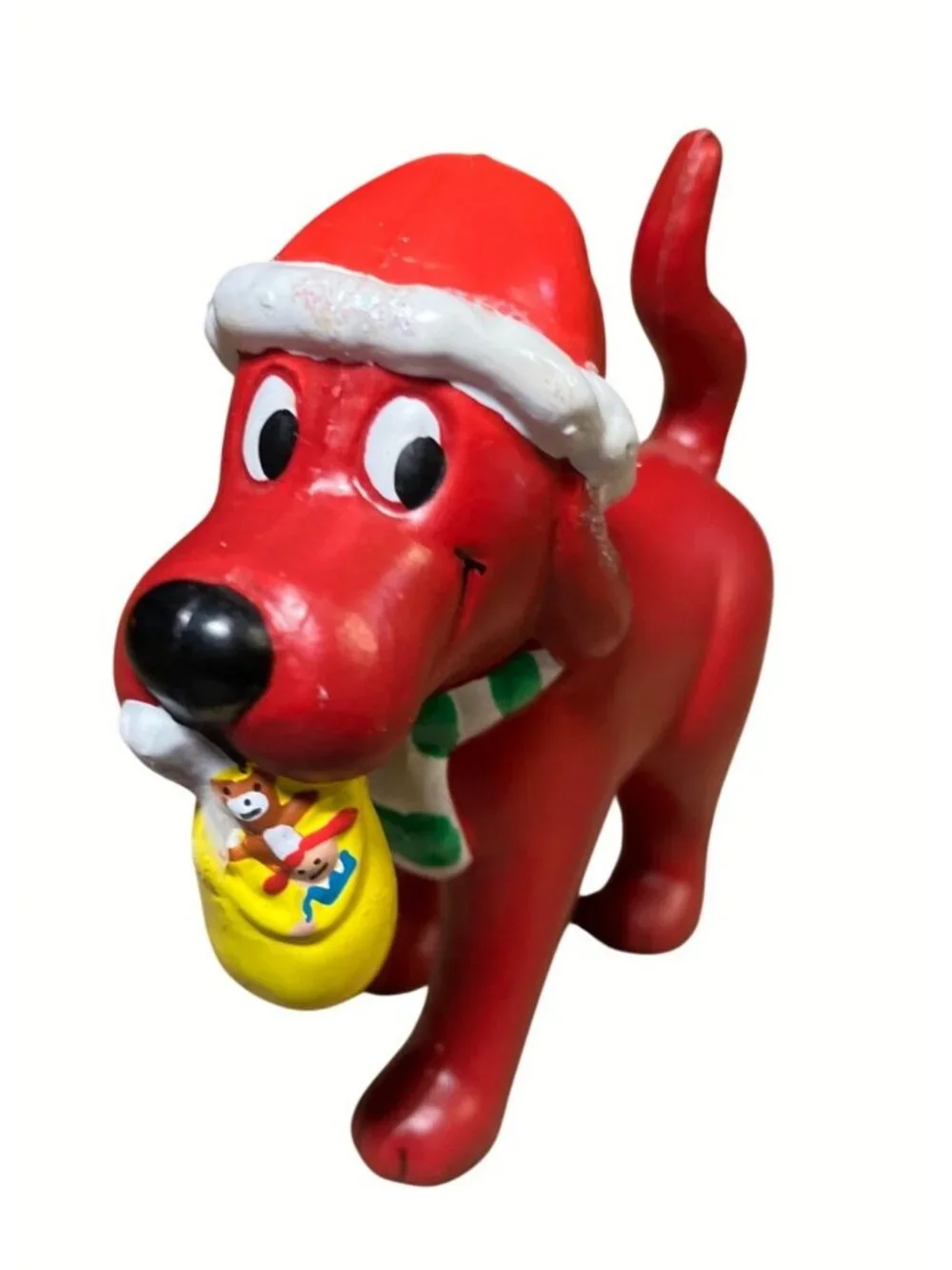 Clifford the Big Red Dog Christmas Ornament With Santa Hat and Scarf